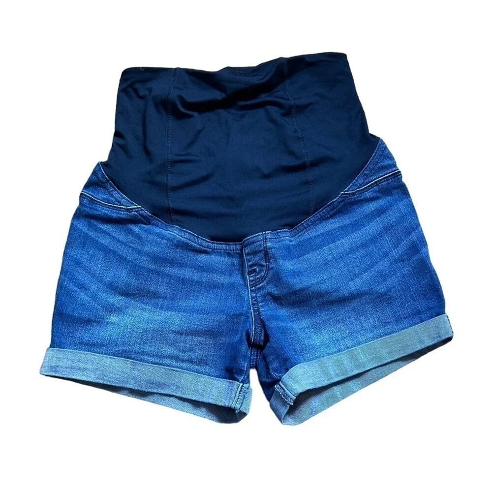 Isabel Maternity Midi Short size 4 Jean Shorts Pregnancy Full Panel Women's
